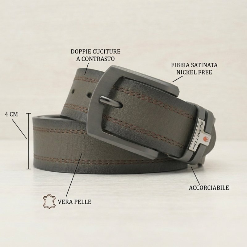 NO LIMITS CINTURA UOMO PELLE 4 CM NL-06 — vista 10