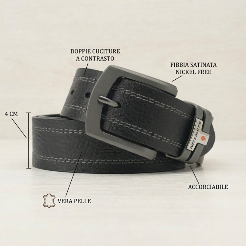 NO LIMITS CINTURA UOMO PELLE 4 CM NL-06 — vista 14
