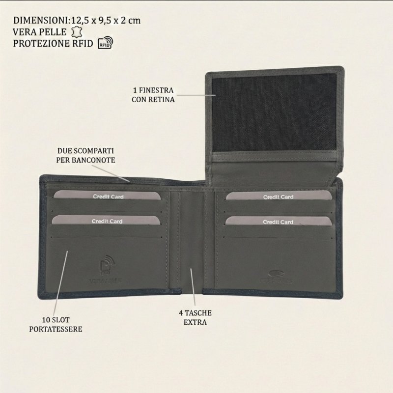 NO LIMITS Men's Genuine Leather Wallet 748-4 — back view