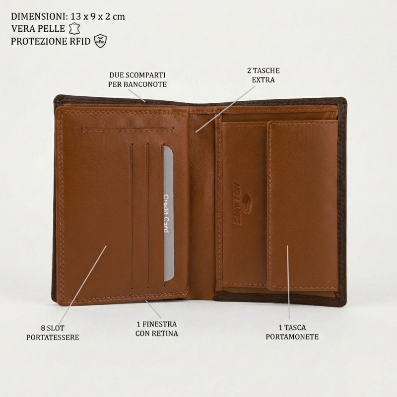 NO LIMITS CARTERA DE HOMBRE VERTICAL PIEL 748-6 — vista frontal
