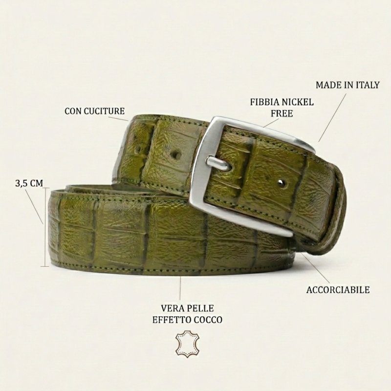 CONTE MASSIMO GÜRTEL UNISEX LEDER MADE IN ITALY KROKO-OPTIK 2832 — Ansicht 10