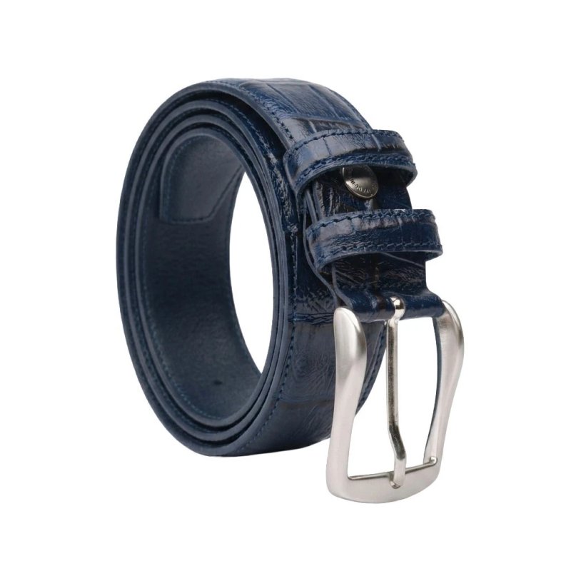 Conte Massimo Genuine Leather Belt Unisex, Made in Italy, Croc-Embossed — view 25
