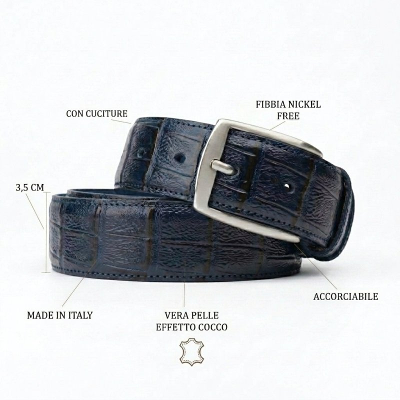 CONTE MASSIMO GÜRTEL UNISEX LEDER MADE IN ITALY KROKO-OPTIK 2832 — Ansicht 26