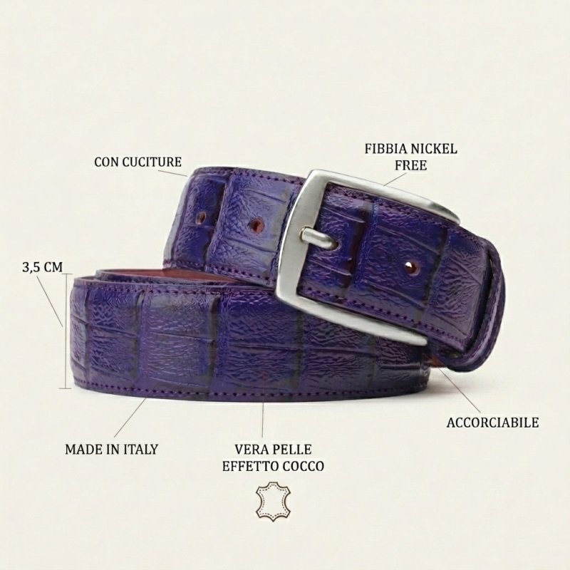 CONTE MASSIMO CINTURA PELLE UNISEX MADE IN ITALY EFFETTO COCCO 2832 — vista frontale
