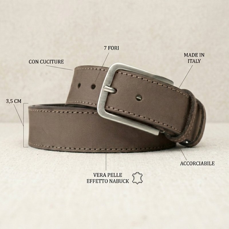 NO LIMITS Men's Vegetable-Tanned Leather Belt 3.5 cm — logo detail