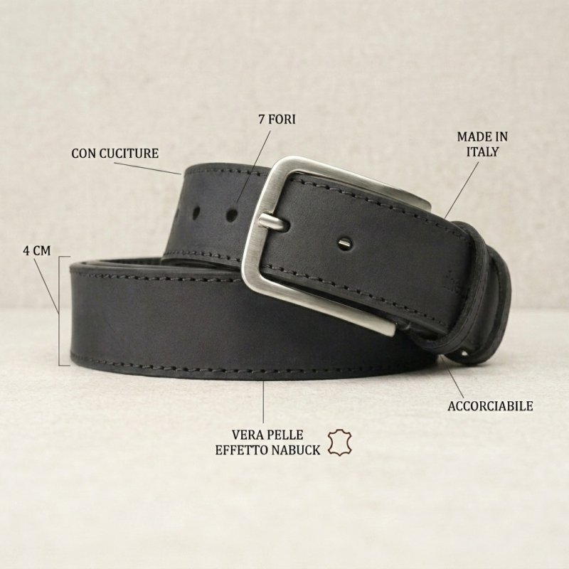 NO LIMITS Men's Vegetable-Tanned Leather Belt 4 cm — view 18