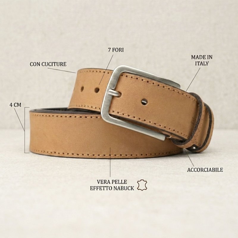 NO LIMITS Men's Vegetable-Tanned Leather Belt 4 cm — view 26