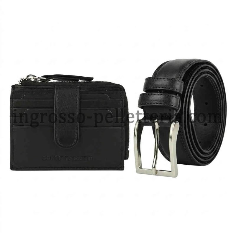 CONTE MASSIMO COFFRET CADEAU PORTEFEUILLE + CEINTURE CUIR 10PL-735 — vue de face