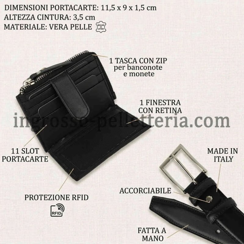 CONTE MASSIMO COFANETTO REGALO PORTAFOGLIO + CINTURA PELLE 10PL-735 — vista posteriore