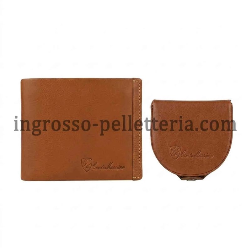 CONTE MASSIMO MEN'S GIFT SET WALLET + COIN PURSE LEATHER CE292-CE4434 — front view