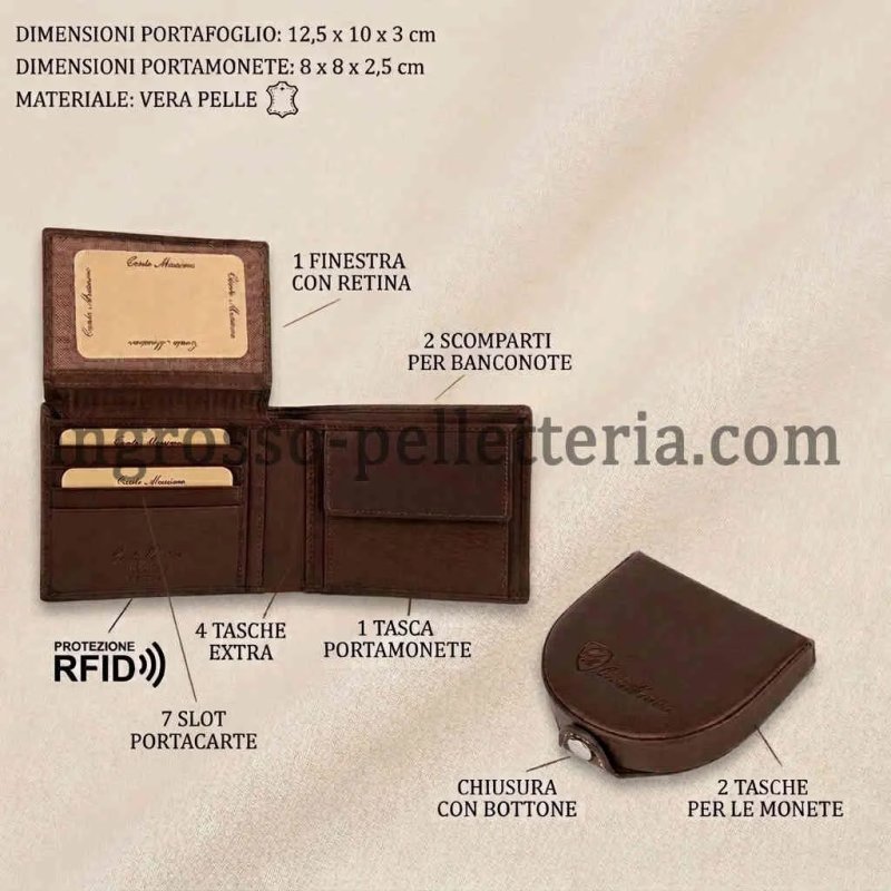 CONTE MASSIMO MEN'S GIFT SET WALLET + COIN PURSE LEATHER CE292-CE4434 — view 11