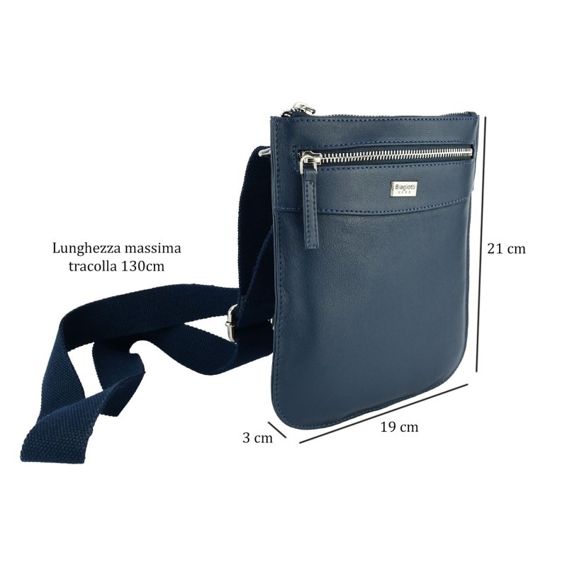 BIAGIOTTI MEN'S SMALL LEATHER CROSSBODY BAG LB-401 — front view