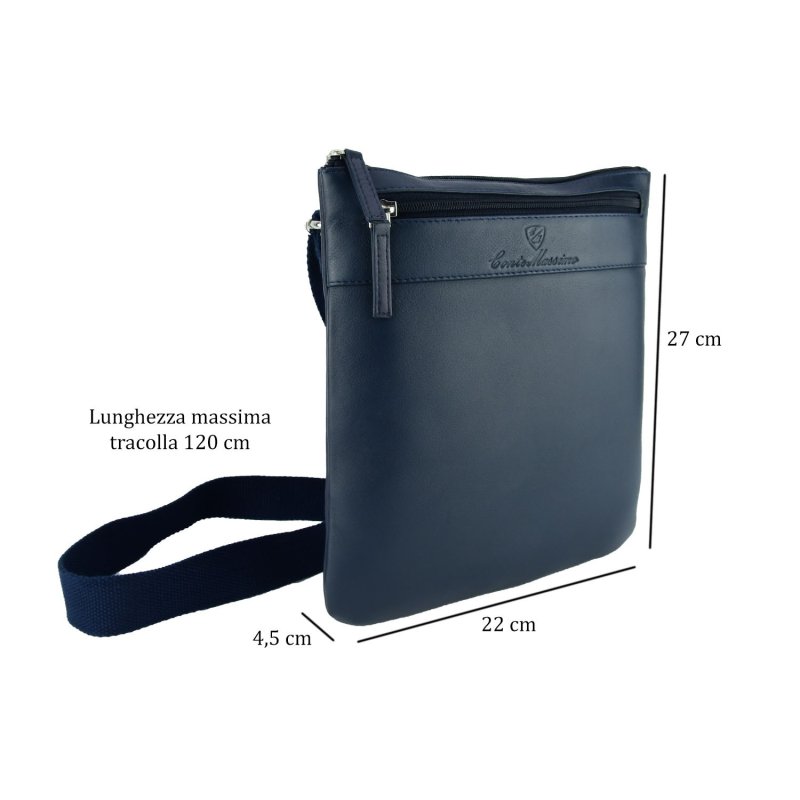 CONTE MASSIMO LARGE LEATHER MEN'S CROSSBODY BAG CM-410 — logo detail